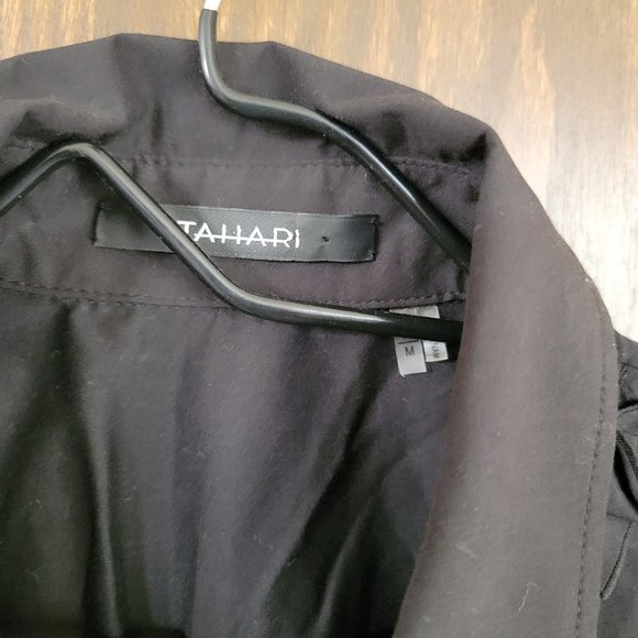 Elie Tahari Black Ruffled Tuxedo Shirt Size Medium - Picture 3 of 9